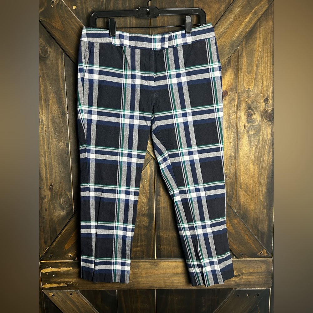 Ann Taylor Blue Green Plaid Ankle Length Pants Women’s Size 6